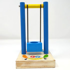 Vtg Fisher Price Little People Amusement Park Swing 1960s   Wood Wooden Blue