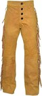 Men Native American Western Buckskin Ragged Leather Suede Pants Mountain Man