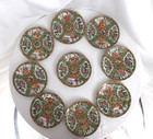 Antique 1920s Rose Medallion Hand Painted Chinese Dessert Dishes Plates