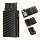 Mens Trifold Carbon Fibre Wallet With Metal Credit Card Holder Rfid Blocking