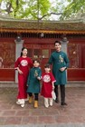 Green Vietnamese Traditional Family Ao Dai For Dad father men grandpa grandfathe