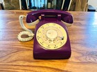 Vintage At t Working Rotary Dial Phone  Landline Purple   Ivory Telephone