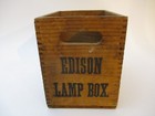 Antique Vintage Edison Lamp Box Dovetail Jointed Wood Shipping Crate Thomas