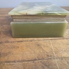 Vintage Stone Green Onyx Trinket Box Hinged Lid Marshall Fields 