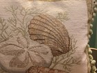 Petit Point needlepoint 22    Sq pillow sea Shells Theme nautical coastal tassels 