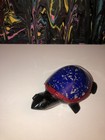 Onyx Turtle Figure Inlaid Mother Of Pearl Smooth Stone 