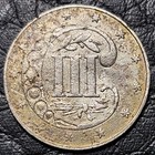 Silver 1862 Us 3 Cent Civil War Date   Xf  Condition