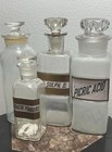 Lot Of 4 Antique Pharmacy Glass Apothecary Bottles With Stoppers 19th Century