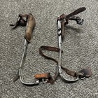Vintage Stringer Brooks Lineman Pole Tree Climbing Gaffs Spikes - Pre-owned