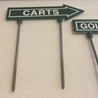 Lot Of 2 Vintage Golf Course Carts Metal Arrow Signs Car Caddy Club House