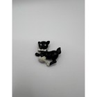 Vintage Black Cat Brooch With Rhinestone Eyes     1950s Lucite Kitten Pin 