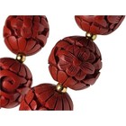 Vintage Chinese Silver Filigree Clasp Cinnabar 26  Gold Bead Necklace
