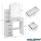 White Makeup Vanity Table Set With Mirror And 4 Drawers Dressing Desk   Stool