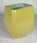 Glidden Pottery Vase  4 Tan Brown Green Blue Glaze 7 Inch Tall 6 Wide 4 Deep Mcm