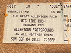 Big Time Rush Concert Ticket Stub Allentown Fair 9 4 11 Seat 7  pre-owned  Bt3