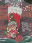 Vintage Bucilla Jeweled Christmas Stocking Kit Holly Berry 82074 Felt Sequin Nip