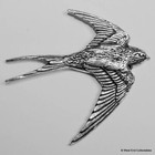 Gliding Swallow Bird Silver Pewter Pin Brooch In Gift Box - Uk Made