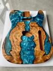 5a Handmade Guitar Body Blue Resin Mahogany Wood Burl Wood Grain Artistic Finish