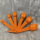 Vtg Mcm Tupperware Measuring Spoons Orange D Ring 6  1 8 1 4 1 2 1 1 5 Tsp Tbs