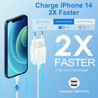 European Travel Plug Adapter Charger For Iphone Android Phone Eu
