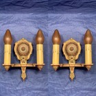 Nice Beautiful Finish Pair Riddle Co  Sconces Double Candle Fixtures 37f