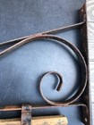 Antique Wrought Iron Hanging Sign Bracket Hand Painted Wood Sign 23  - Bowers