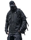 Men s Japanese Techwear Windbreaker Jacket Black Multi Pocket Xl
