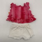 Build A Bear Pink Sequin Tie Dye Ruffle Top White Heart Shorts Teddy Clothes