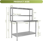 48  X 24  Stainless Steel Table With Overshelves Kitchen Prep Table Adjustable