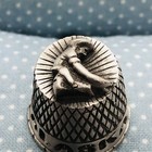 Vtg Alaska Souvenir State Pewter Thimble W  Gold Prospector