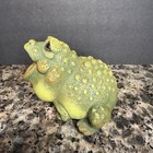 Vintage Artist Signed Pete Apsit Frog Toad Bumpy Back Glass Eyes Figurine 1992