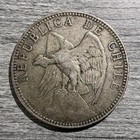 Chile 1 Peso 1895 Silver Coin Condor Toned Circulated