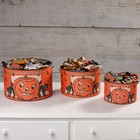 Primitives By Kathy Happy Halloween Retro Pumpkin Buckets Set 3 Black Cat Decor