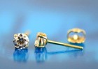 14k Heavy Basket Yellow Gold Round Aaa Quality Cz Stud With Screw Back