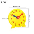 4 Inch Teaching Clock Learning Time 12 Hour 2 Pointers  Yellow 2pcs