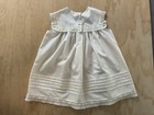Handmade Girls Vintage White Dress 2 3t Sleeveless Lace Pleated Button Back
