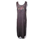 True Blue Vintage 90s Maxi Dress Brown Embroidered Pinafore Jumper Size M