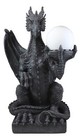 Ebros Crouching Dragon On Pedestal Side Table Floor Ball Globe Lamp Statue 20  H