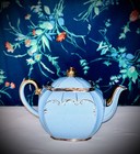 Vintage 1930s Rare Sadler Cube No1922 Powder Blue   Gold Scroll Porcelain Teapot