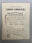Woolson Spice Co  Antique Victorian Era Merry Christmas Trading Card Lion Coffee