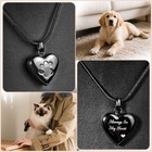 Paw Print Heart Pet Ashes Memorial Necklace For Dog   Cat Ashes black 