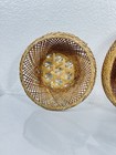 Vtg Set Of 2 Woven Wicker Rattan Boho Farmhouse Table wall Decor Baskets