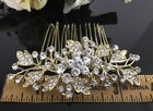 Gold Tone Hair Comb Bridal Wedding Crystal Rhinestone Hair Accessories Ha3204