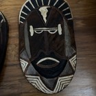 Vintage Handmade Wooden Folk Art Masks Made In Taiwan Republic Of China Pair