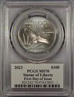 2023  100 Platinum American Eagle 1 Oz Pcgs Ms70 Statue Of Liberty Fdoi Hall Sig