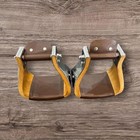 Craft Colt 5  Western Saddle Stirrups Wide Bell Wood Steel Leather Pair