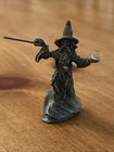Vintage Pewter Wizard With Staff And Crystal Ball Figure Fantasy Figurine