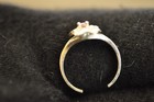 Sterling Silver 925 Flower Toe Ring     Adjustable Pink Stone Center Dainty Floral