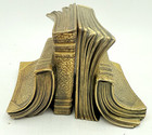 Vtg Pm Craftsman Brass Metal Cast Stack Of Cascading Books Bookends Mcm