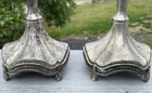 Pair Of Antique - Vintage Art Nouveau Silver Tone Candlestick Holders Victorian